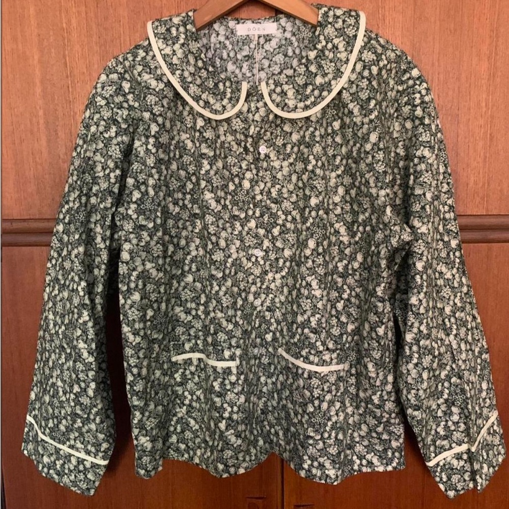 DÔEN Organic Cotton Green and White Patterned Fabric